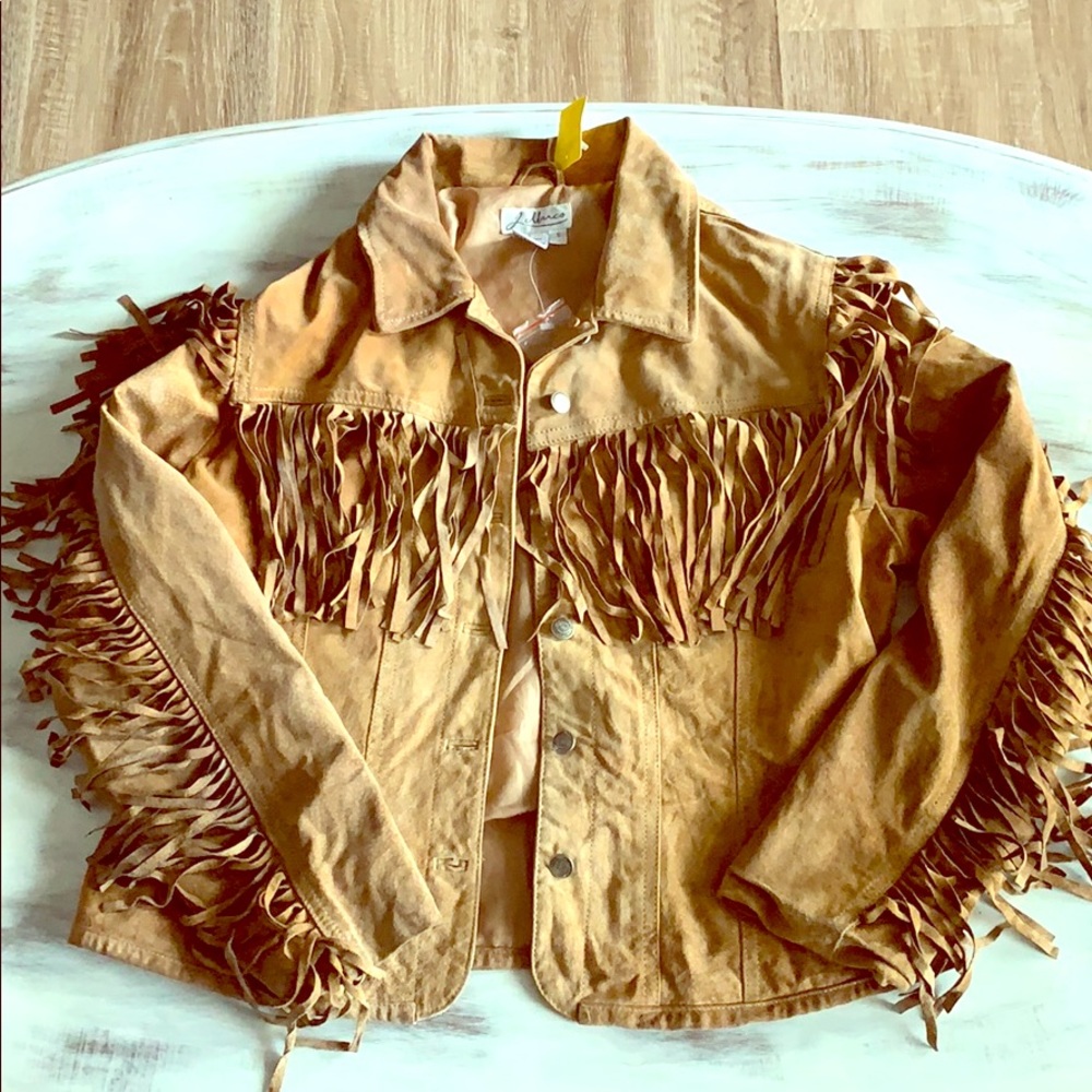J. Marco 100% leather fringe jacket